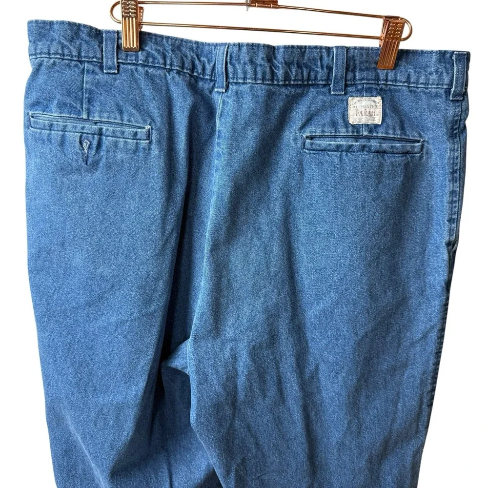 Vintage Farah Pleated Denim Trousers Mens‎ 38/29 Blue Garment Washed 90s Jeans